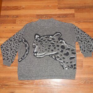 Vintage Forelli Leopard Cheetah Print Pullover Crewneck Sweater Women's Size 2XL